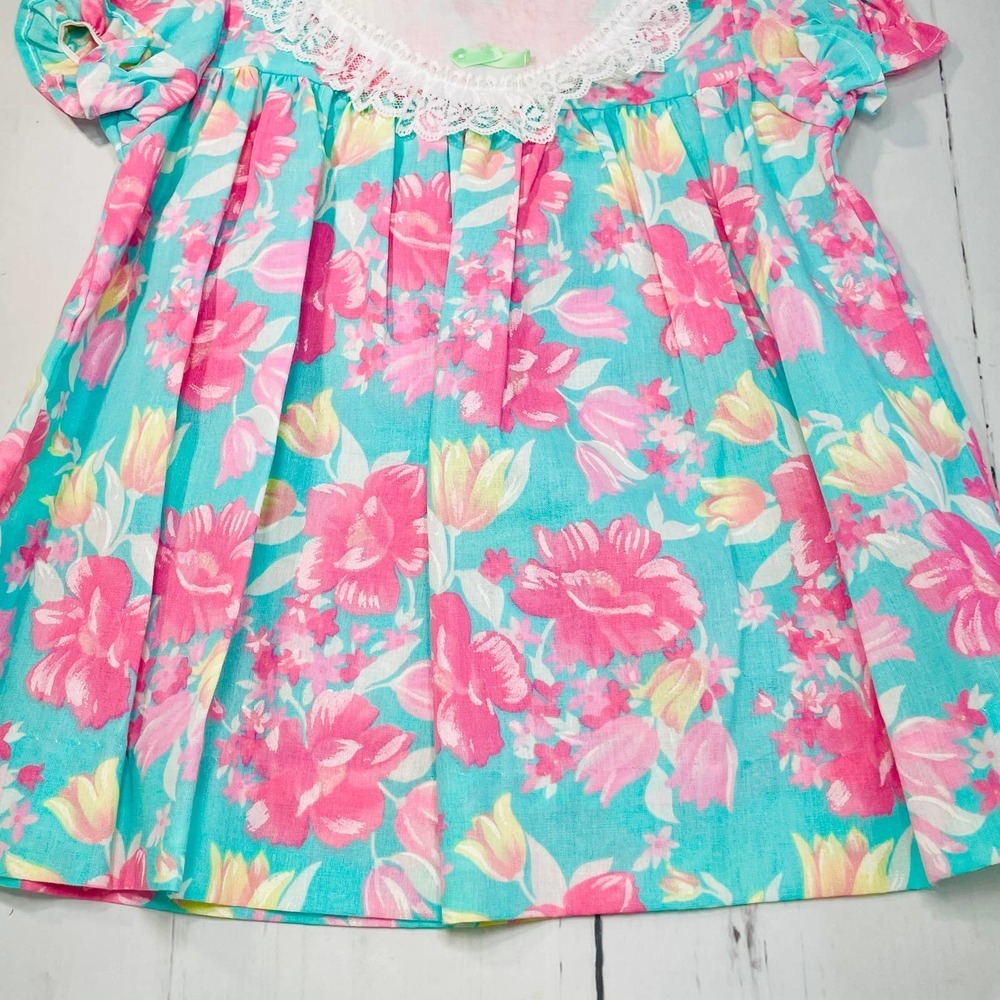 Vintage Brights Creek Floral Infant Girls Smock Dress- Sz 12 months - Picture 3 of 6